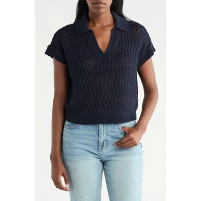 Cyrus V-neck Polo Sweater In Black