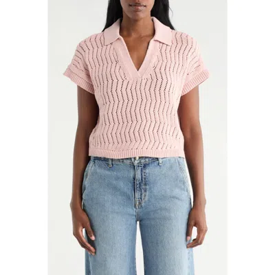 Cyrus V-neck Polo Sweater In Pink