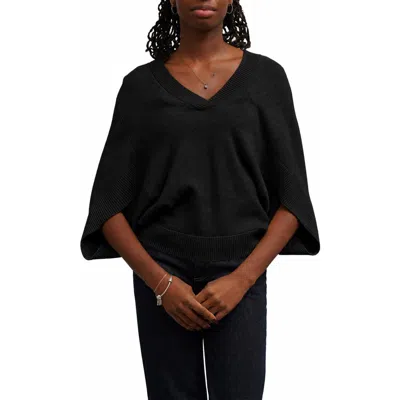 Cyrus V-neck Cape Sweater In Black
