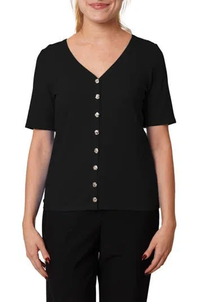 Cyrus V-neck Elbow Length Sleeve Cardigan In Black