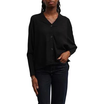 Cyrus V-neck High-low Cardigan In Black