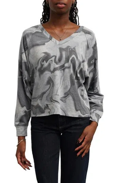 Cyrus V-neck Raglan Dolman Top In Gray