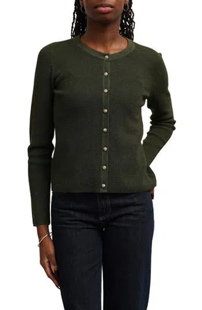 Cyrus Waffle Cardigan In Burnt Olive