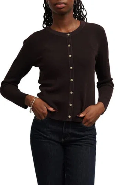 Cyrus Waffle Cardigan In Hickory Brown