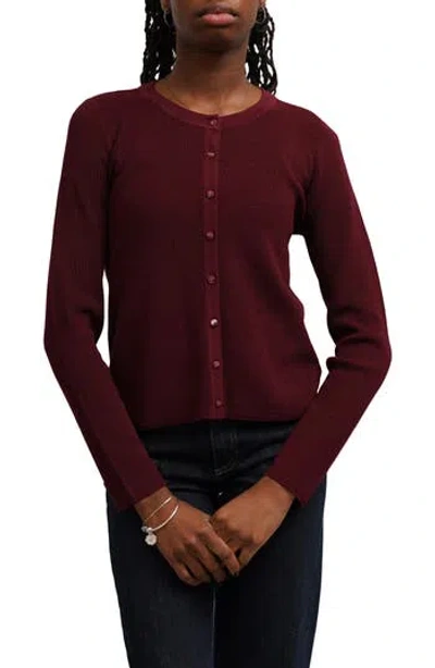 Cyrus Waffle Cardigan In Tawny Port