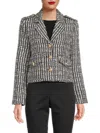 Cyrus Women's Tweed Cropped Blazer In Black Multicolor