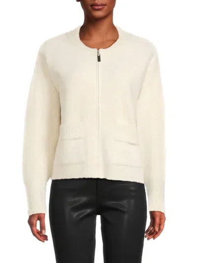 Cyrus Women's Zip Front Faux Fur Jacket In Cream