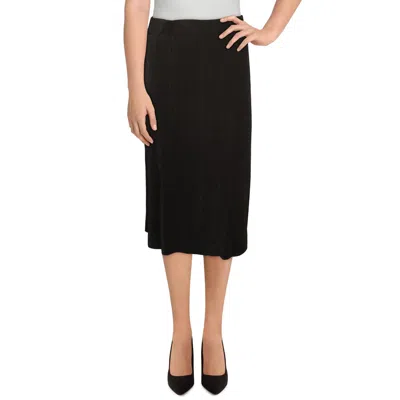 Cyrus Womens Midi Stretch Pleated Skirt In Black