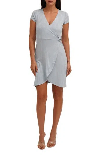 Cyrus Wrap Style Rib Knit Dress In Gray