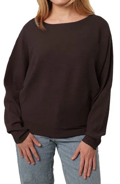 Cyrus Yummy Dolman Waffle Knit Sweater In Brown