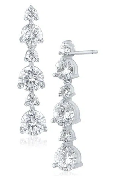 Cz By Kenneth Jay Lane Alternating Cubic Zirconia Linear Drop Earrings In Silver