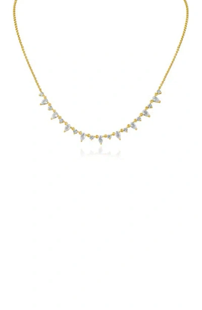 Cz By Kenneth Jay Lane Alternating Cubic Zirconia Necklace In Clear/ Gold