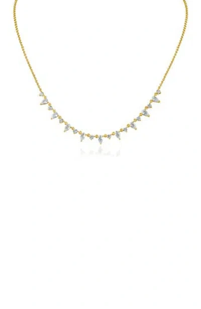 Cz By Kenneth Jay Lane Alternating Cubic Zirconia Necklace In Gold