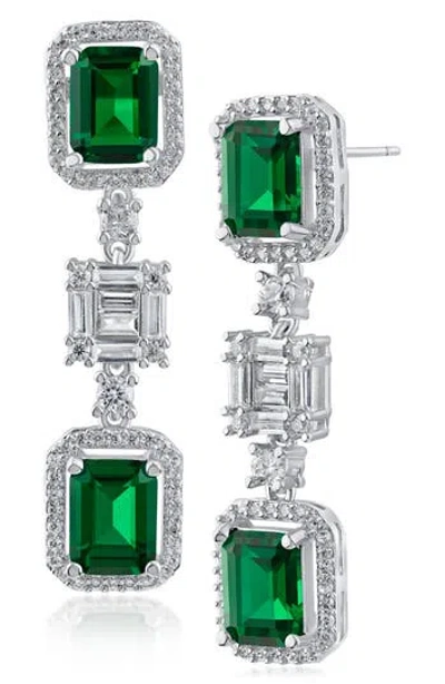 Cz By Kenneth Jay Lane Art Deco Cubic Zirconia Drop Earrings In Multi