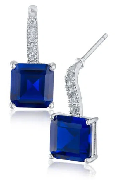 Cz By Kenneth Jay Lane Asscher Cut Cubic Zirconia Drop Earrings In Blue