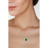 Cz By Kenneth Jay Lane Asscher Cut Cubic Zirconia Halo Pendant Necklace In Green/clear Silver