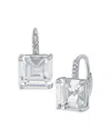 Cz By Kenneth Jay Lane Asscher Drop Earrings In Silver