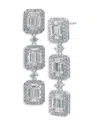 Cz By Kenneth Jay Lane Baguette Triple Tier Earrings In Silver