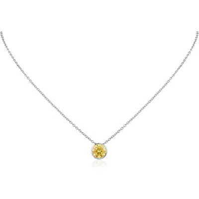 Cz By Kenneth Jay Lane Bezel Birthstone Cubic Zirconia Pendant Necklace In Metallic