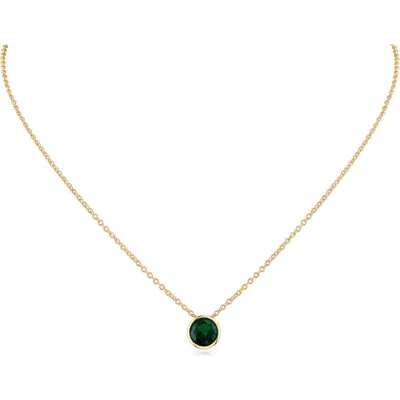 Cz By Kenneth Jay Lane Bezel Birthstone Cubic Zirconia Pendant Necklace In Gold