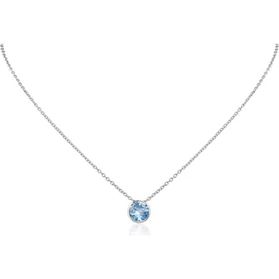 Cz By Kenneth Jay Lane Bezel Cubic Zirconia Pendant Necklace In Blue