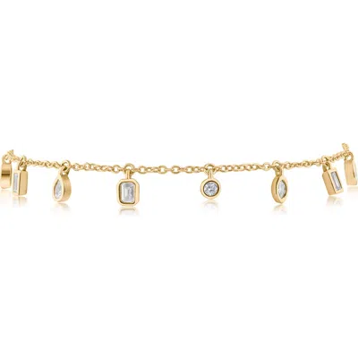 Cz By Kenneth Jay Lane Bezel Cubic Zirconia Shaker Anklet In Gold