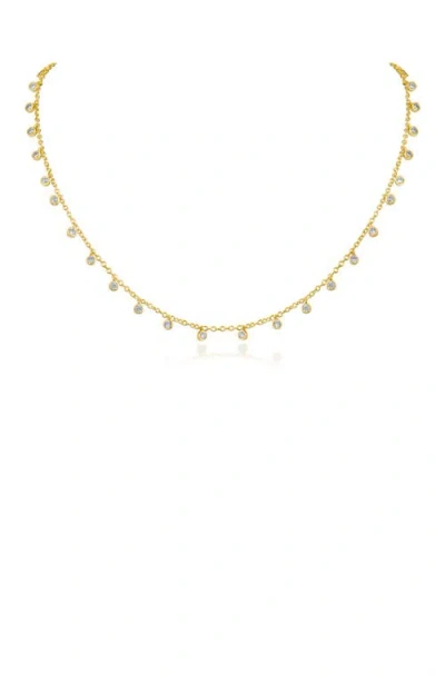 Cz By Kenneth Jay Lane Bezel Cubic Zirconia Shaker Necklace In Gold