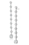 Cz By Kenneth Jay Lane Bezel Round Cubic Zirconia Linear Drop Earrings In Silver