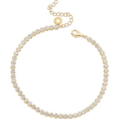 Cz By Kenneth Jay Lane Bezel Round Cubic Zirconia Tennis Anklet In Gold