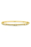 Cz By Kenneth Jay Lane Bezel Set Baguette Station Bracelet In Clear Gold