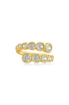 Cz By Kenneth Jay Lane Bezel Set Cubic Zirconia Bypass Ring In Clear Gold