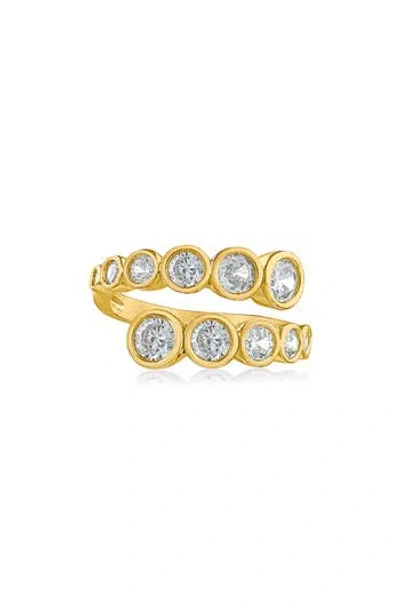 Cz By Kenneth Jay Lane Bezel Set Cubic Zirconia Bypass Ring In Gold
