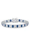 Cz By Kenneth Jay Lane Bezel Set Emerald Cut Cubic Zirconia Tennis Bracelet In Metallic