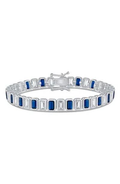 Cz By Kenneth Jay Lane Bezel Set Emerald Cut Cubic Zirconia Tennis Bracelet In Metallic