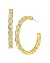 Cz By Kenneth Jay Lane Bezel Set Hoop Earrings In Gold