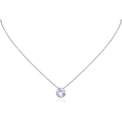 Cz By Kenneth Jay Lane Birthstone Cubic Zirconia Bezel Pendant Necklace In Metallic
