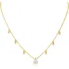 Cz By Kenneth Jay Lane Classic Cubic Zirconia Shaky Charm Necklace In Clear Gold