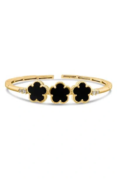 Cz By Kenneth Jay Lane Clover Open Cuff Bracelet In Gold