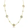 Cz By Kenneth Jay Lane Clover Station Necklace In Gold