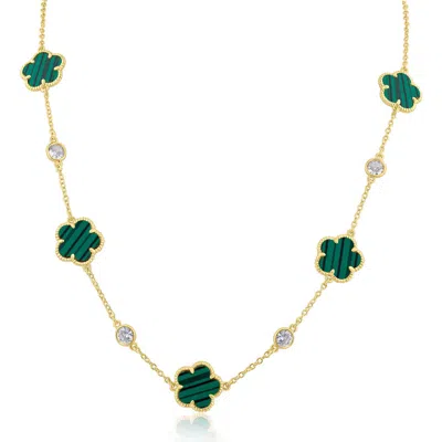 Cz By Kenneth Jay Lane Clover Station Necklace In Gold