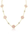 Cz By Kenneth Jay Lane Clover Stone & Cz Station Chain Necklace In Pink/gold