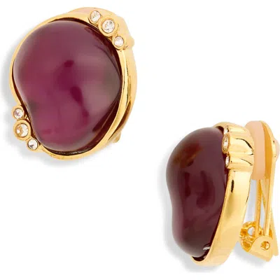 Cz By Kenneth Jay Lane Crystal Amethyst Clip-on Earrings In Brown