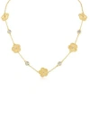 Cz By Kenneth Jay Lane Crystal & Clover Station Necklace In Gold