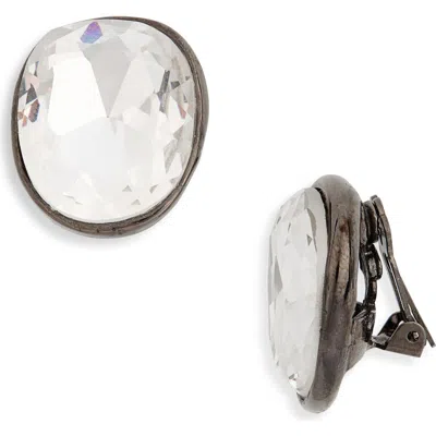 Cz By Kenneth Jay Lane Crystal Clip-on Earrings In White