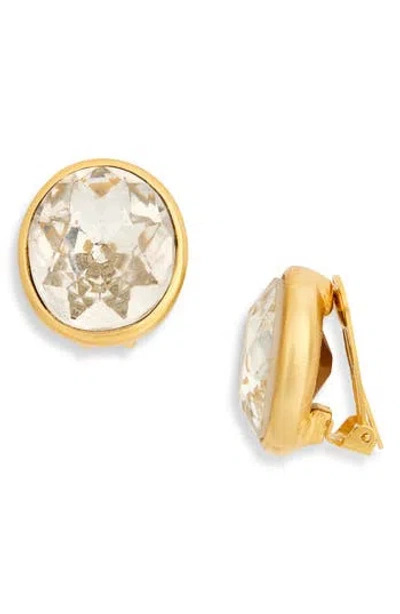 Cz By Kenneth Jay Lane Crystal Clip-on Stud Earrings In Gold