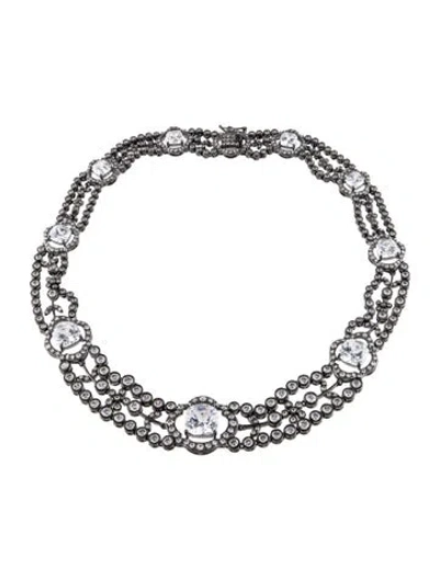 Pre-owned Cz By Kenneth Jay Lane Crystal Collar Necklace, 16" In Multi