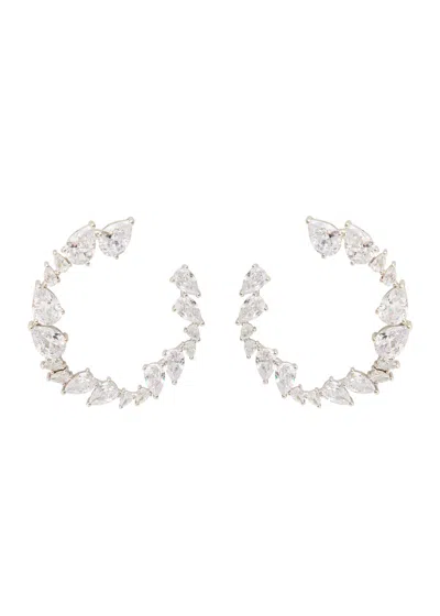 Cz By Kenneth Jay Lane Crystal-embellished Rhodium-plated Drop Earrings In Metallic