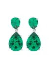 Cz By Kenneth Jay Lane Crystal-embellished Rhodium-plated Drop Earrings In Green