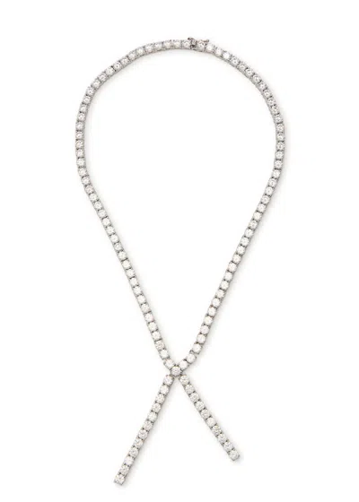 Cz By Kenneth Jay Lane Crystal-embellished Rhodium-plated Necklace In Metallic