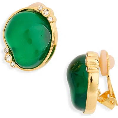 Cz By Kenneth Jay Lane Crystal Emerald Clip-on Earrings In Green